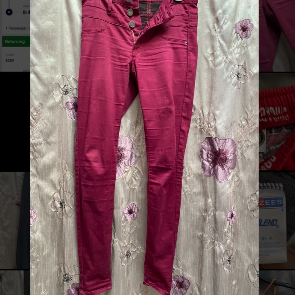 Burgundy high waisted skinny jeans